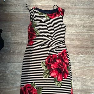 Striped with flowers midi dress